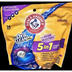 2 Packages Arm & Hammer Oxi Clean Odor Blasters 5-in-1 Fresh Burst 14 Power Paks